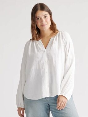 Like New Quince Gaize Peasant Blouse  size Medium